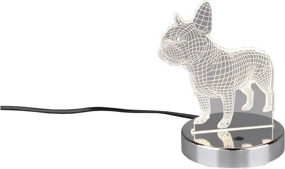 LED stolní lampa v leskle stříbrné barvě (výška 17 cm) Dog – Trio TRIO