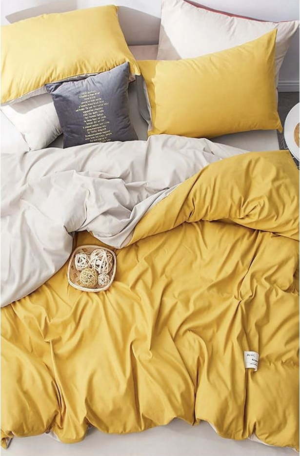 Žluto-krémové bavlněné povlečení na dvoulůžko/prodloužené s prostěradlem 200x220 cm – Mila Home Mila Home