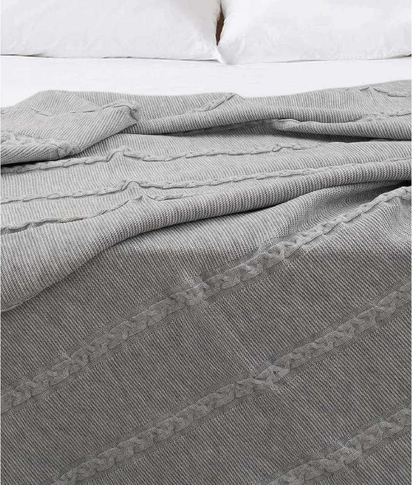 Šedý bavlněný přehoz na jednolůžko 150x200 cm Trenza – Oyo Concept Oyo Concept