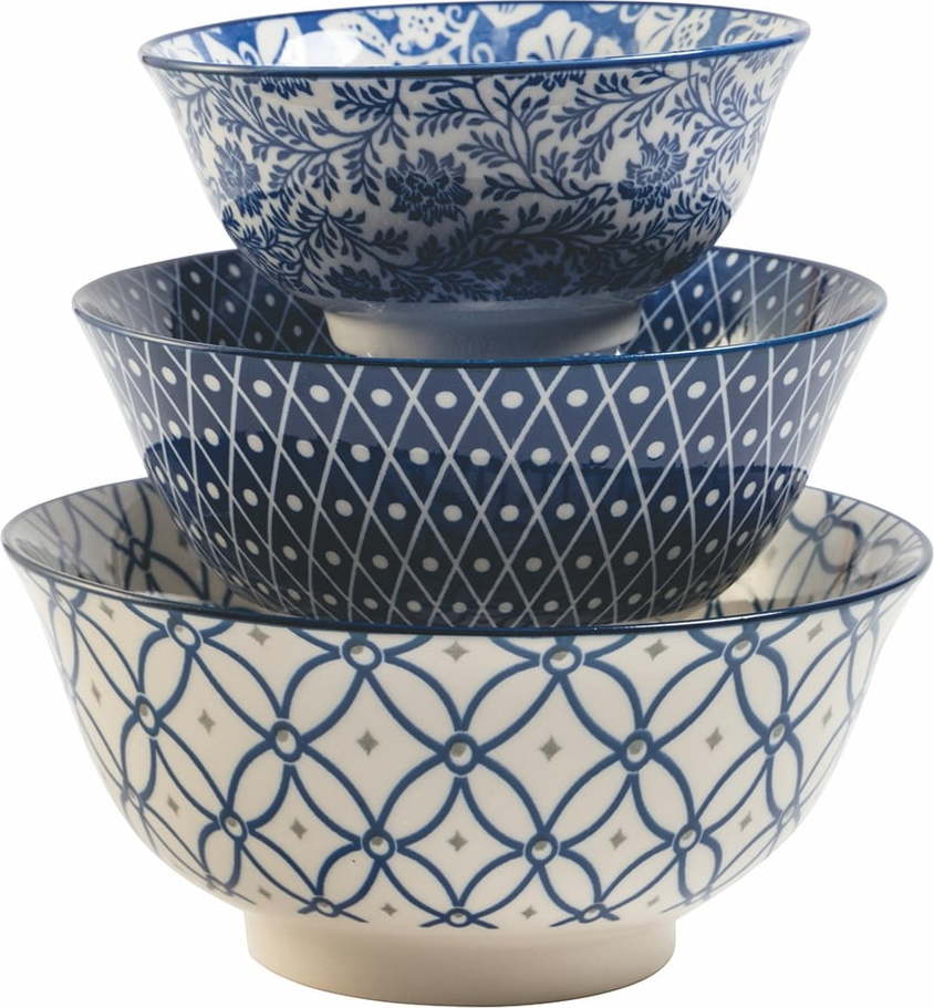 Bílo-modré porcelánové mísy v sadě 3 ks Confusion – Villa d'Este Villa d'Este