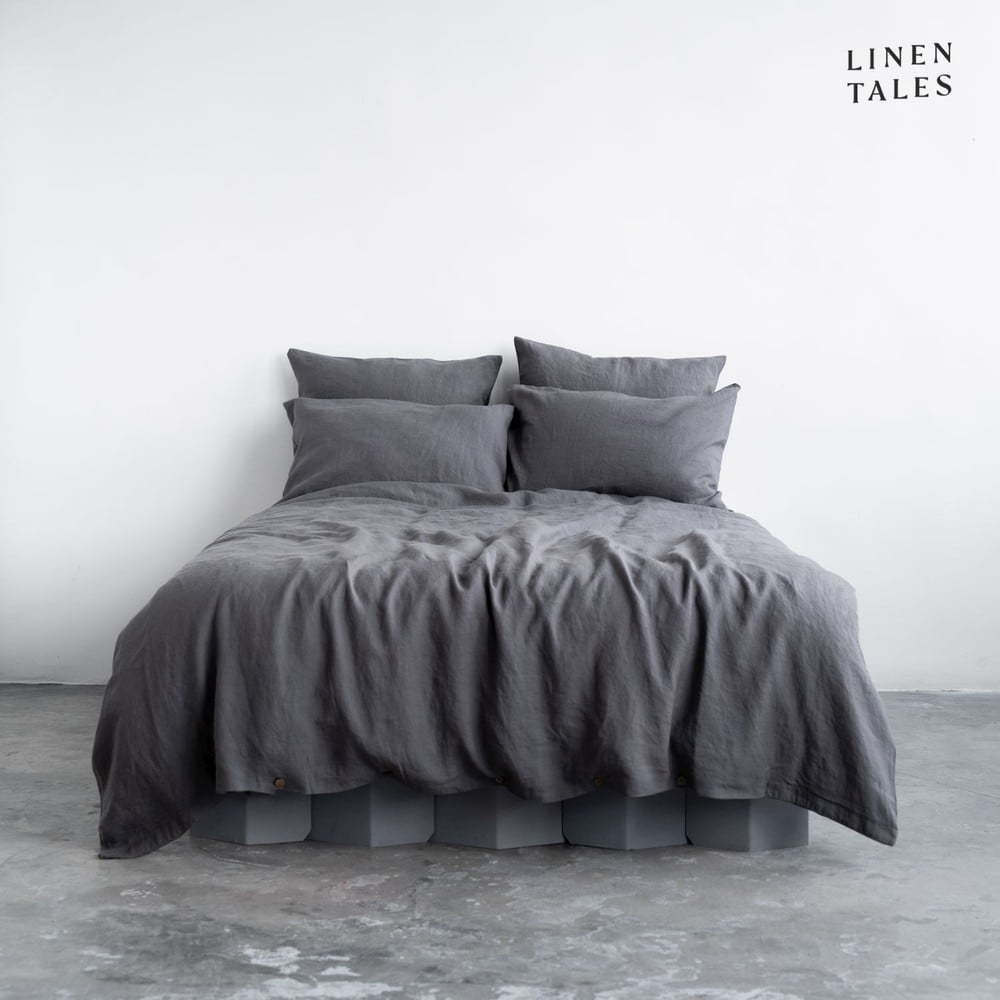 Tmavě šedé lněné povlečení na jednolůžko 140x200 cm – Linen Tales Linen Tales