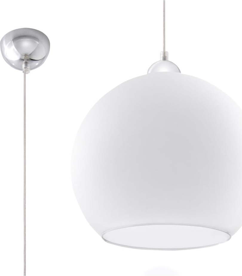 Bílé závěsné svítidlo se skleněným stínidlem ø 30 cm Bilbao – Nice Lamps Nice Lamps