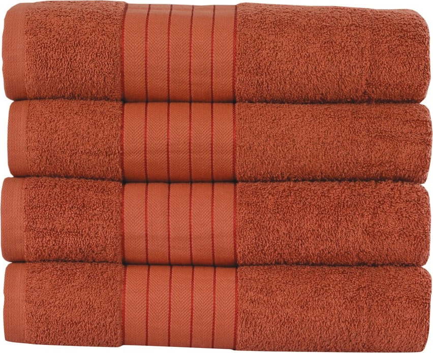 Bavlněné ručníky v cihlové barvě v sadě 4 ks 50x100 cm – Good Morning GOOD MORNING