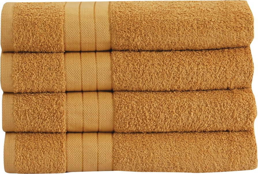 Bavlněné ručníky v hořčicové barvě v sadě 4 ks 50x100 cm – Good Morning GOOD MORNING