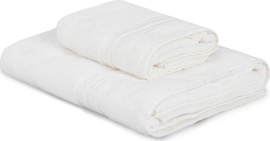 Krémové bavlněné ručníky a osušky v sadě 2 ks Dora – Foutastic Foutastic