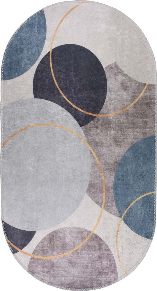 Modro-šedý pratelný koberec 60x100 cm Oval – Vitaus Vitaus