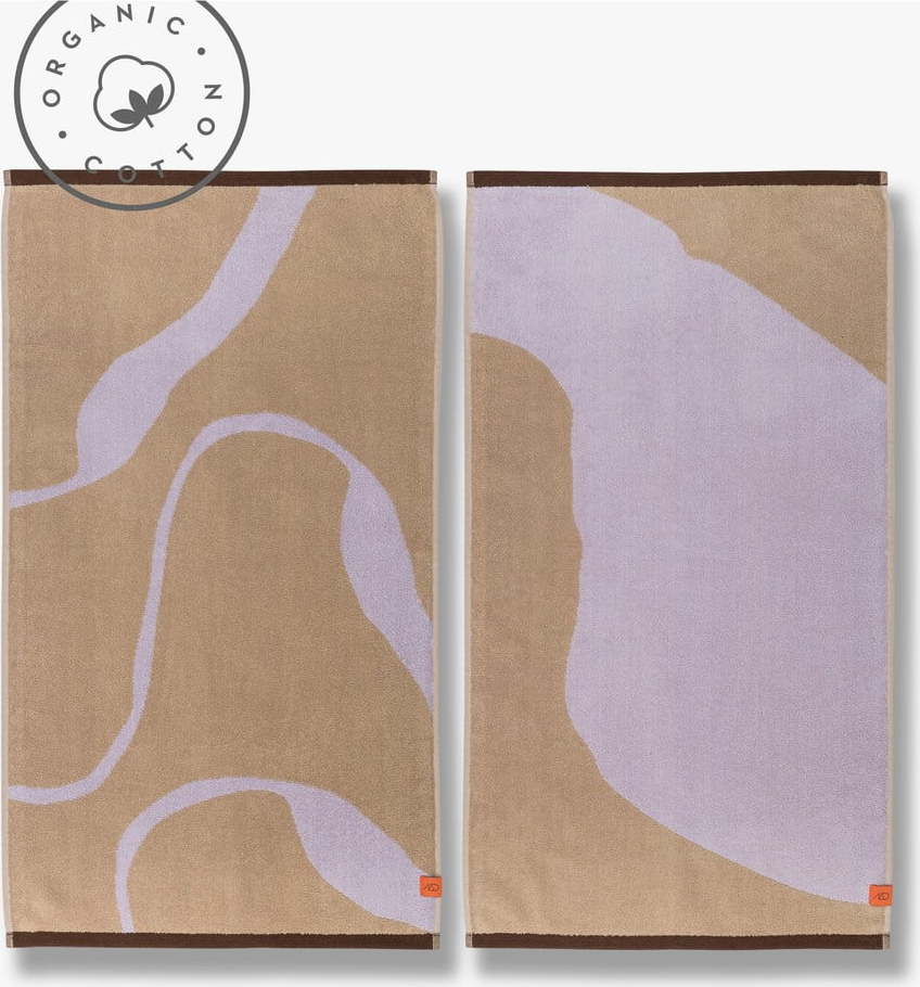 Ručníky v sadě 2 ks z Bio bavlny v levandulové a světle hnědé barvě 50x90 cm Nova Arte – Mette Ditmer Denmark Mette Ditmer Denmark