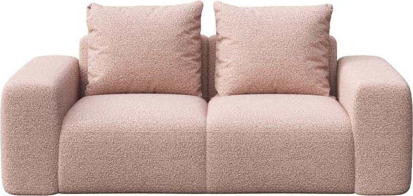Světle růžová pohovka z textilie bouclé 212 cm Feiro – MESONICA MESONICA