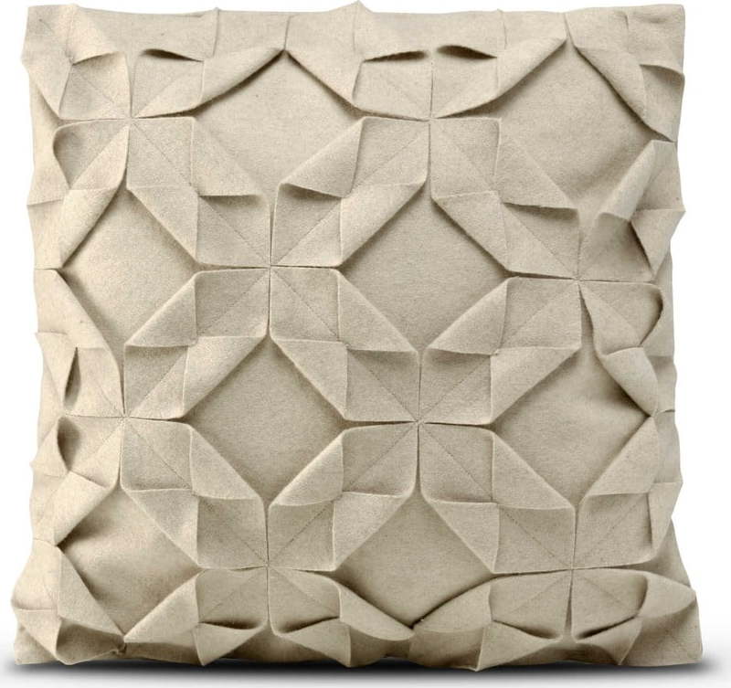 Béžový vlněný povlak na polštář HF Living Felt Origami