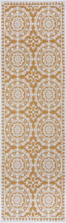 Okrově žluto-bílý venkovní koberec 80x250 cm Jardin – NORTHRUGS NORTHRUGS