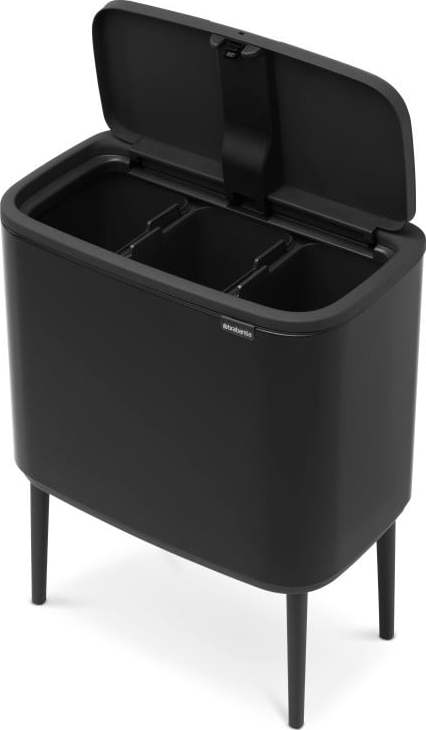 Matně černý dotykový ocelový odpadkový koš na tříděný odpad 3x11 l Bo Touch Bin – Brabantia Brabantia